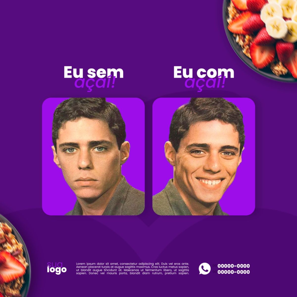 Banner De Midia Social Açaiteria Sorveteria Ou Modelo De Postagem No Instagram