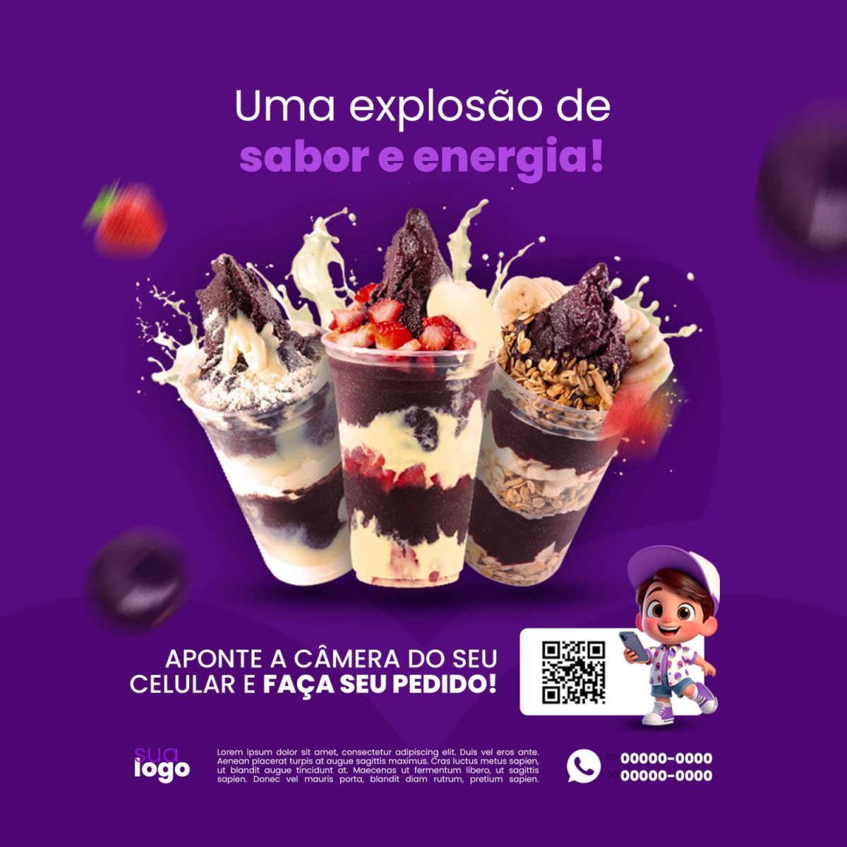 Banner De Midia Social Açaiteria Sorveteria Ou Modelo De Postagem No Instagram