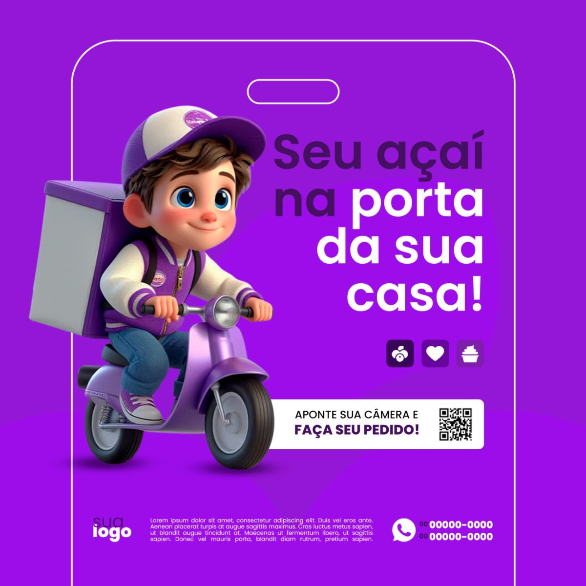 Banner De Midia Social Açaiteria Sorveteria Ou Modelo De Postagem No Instagram