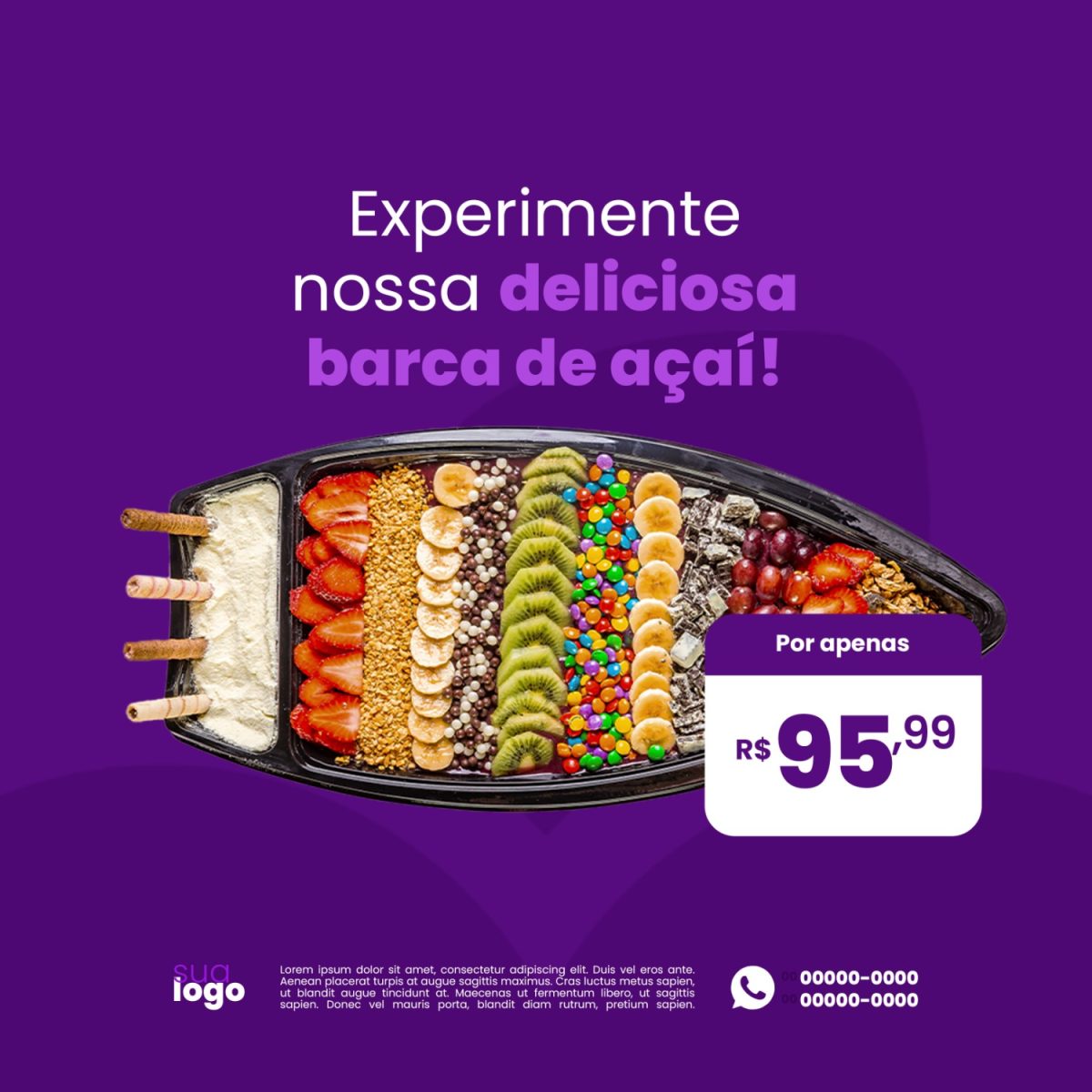 Banner De Midia Social Açaiteria Sorveteria Ou Modelo De Postagem No Instagram