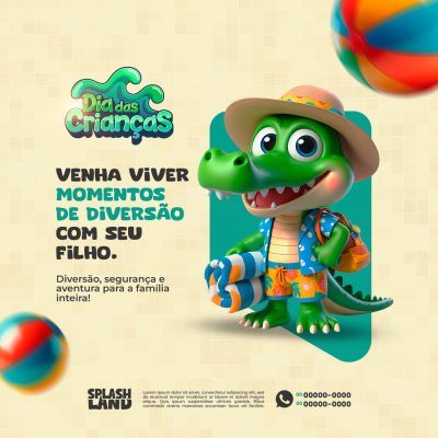 Banner De Midia Social Parque Aquático Ou Modelo De Postagem No Instagram