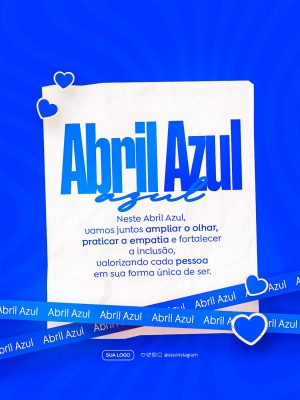 Abril Azul Autismo Inclusão é Respeito Post PSD Editável