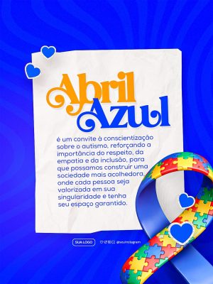 Abril Azul Conscientização Autismo Respeito Inclusão PSD Editável