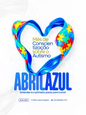 Abril Azul Conscientização do Autismo Incluir Banner PSD Editável