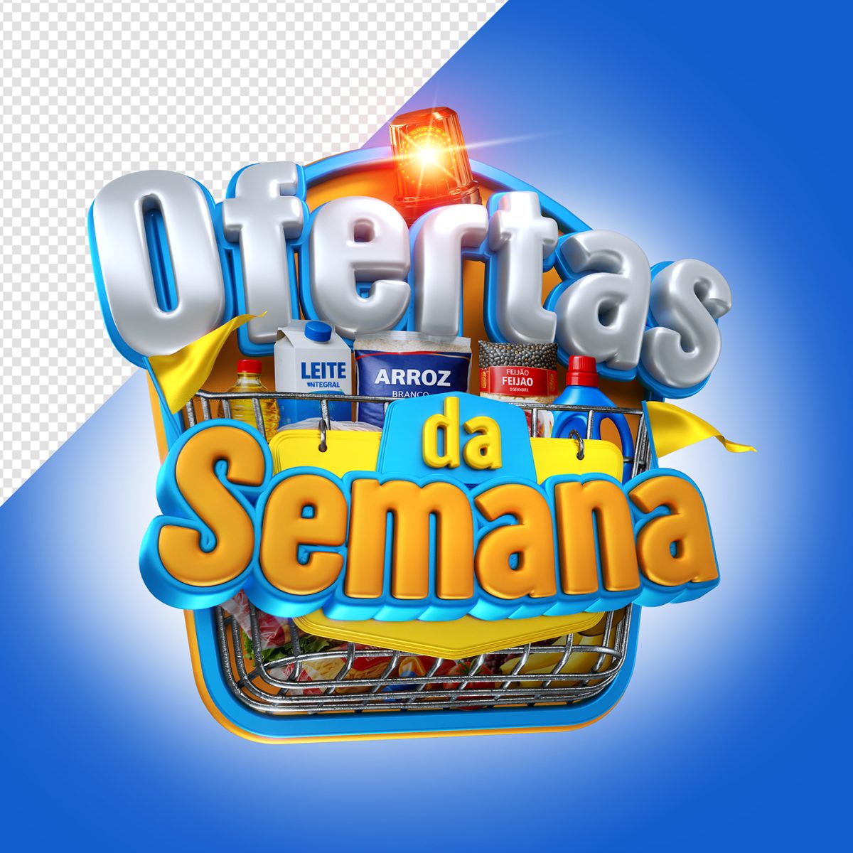 Ofertas da Semana Banner 3D Supermercado Varejo PSD Editável