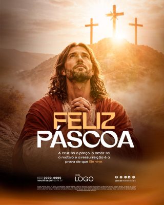 Feliz Páscoa  Ressurreição PSD Editável