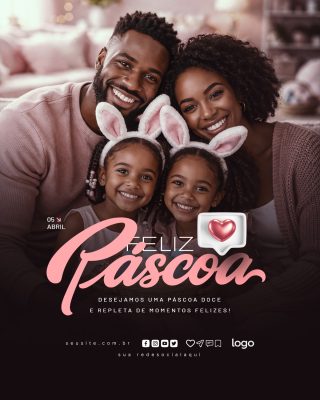 Páscoa Feliz Páscoa Desejamos Uma Páscoa Doce e Feliz PSD Editável