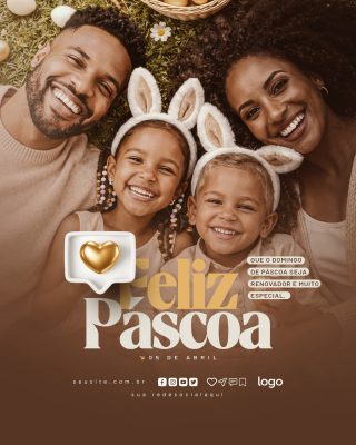 Páscoa Feliz Família Renovadora Celebração Mensagem PSD Editável