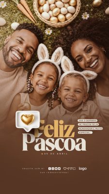 Feliz Páscoa Família Renovação Mensagem PSD Editável