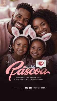 Páscoa Feliz em Família Desejamos uma Páscoa Doce PSD Editável