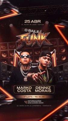 Story Flyer Próximos Shows Baile Funk PSD Editável