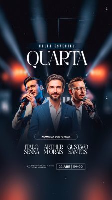 Story Flyer Gospel Culto Especial Quarta com Ítalo PSD Editável