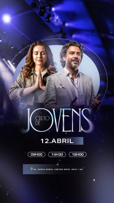 Story Flyer Gospel Culto de Jovens 12 de Abril PSD Editável