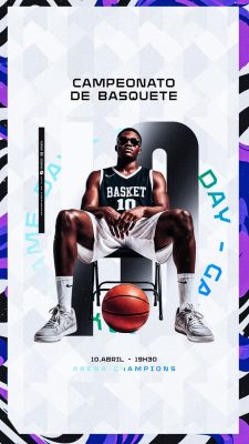 Story Campeonato de Basquete 10 Abril PSD Editável