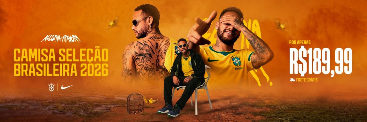 Flyer Time de Futebol Neymar Seleção Brasileira Copa do Mundo 2026 Site Social Media PSD