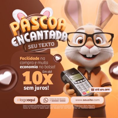 Páscoa Encantada Facilitando Na Compra e Muita Economia PSD Editável