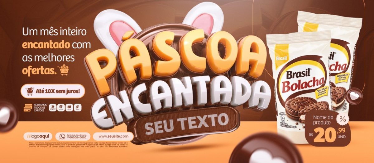 Banner Páscoa Encantada Um Mês Inteiro Encantado Com Melhores Ofertas PSD Editável