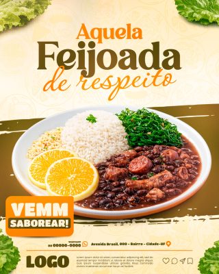 Feijoada de Respeito Vem Saborear Template Comercial PSD Editável