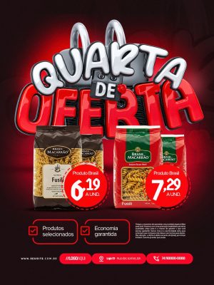 Quarta de Oferta Macarrão Fusili Produtos Selecionados PSD Editável