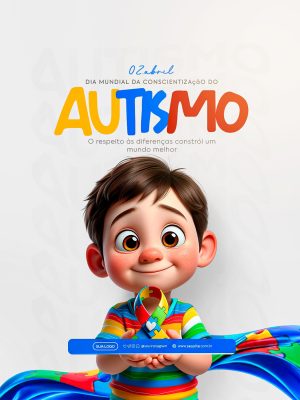 Dia Mundial de Conscientização do Autismo 02 de Abril Post PSD Editável
