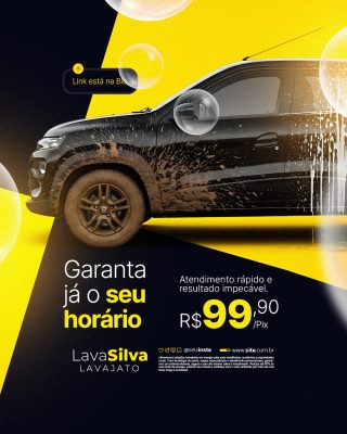 Lavador de Carros Garanta Já Seu Horário PSD Editável