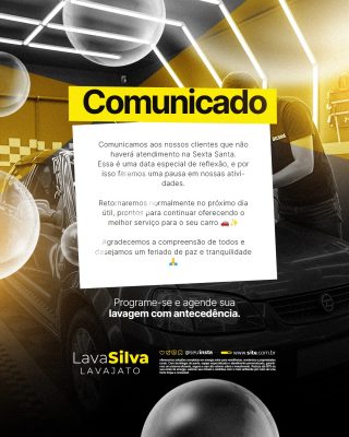 Lavador de Carros Comunicado PSD Editável