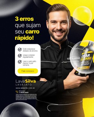 Lavador de Carros 3 Erros Que Sujam Seu Carro Rápido PSD Editável