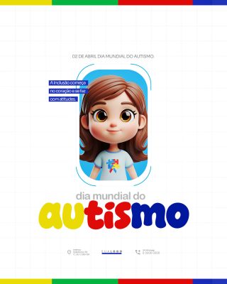 Autismo 02 de Abril Dia Mundial da Conscientização Template PSD Editável
