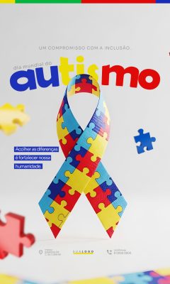 Autismo Dia Mundial Banner Inclusão e Conscientização PSD Editável