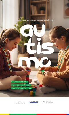 Autismo Dia Mundial Consientização Meninas Brincando PSD Editável