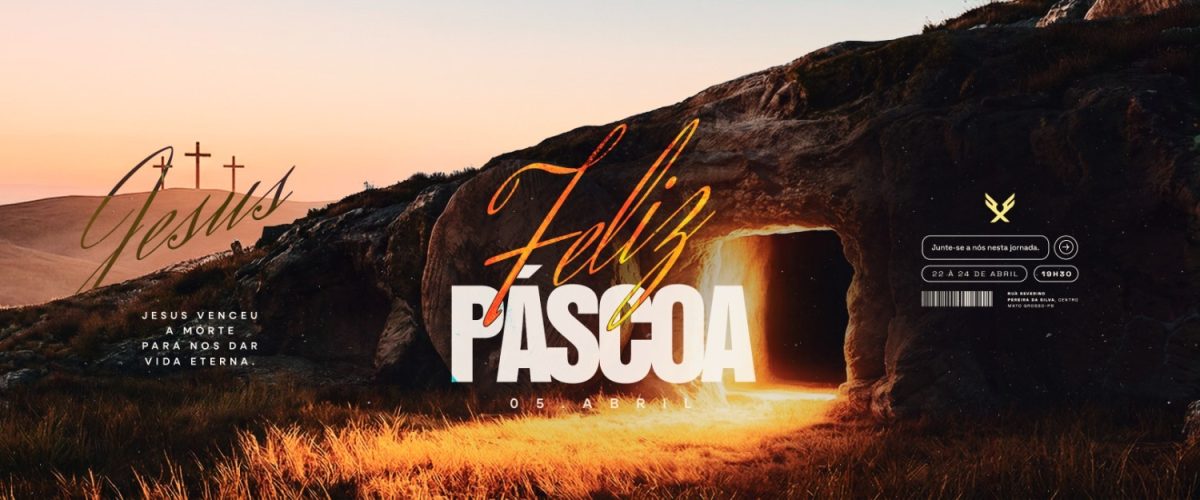 Carrossel Feliz Páscoa Jesus Venceu a Morte PSD Editável