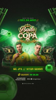 Baile da Copa Transmissão ao vivo Social Media Story PSD Editável