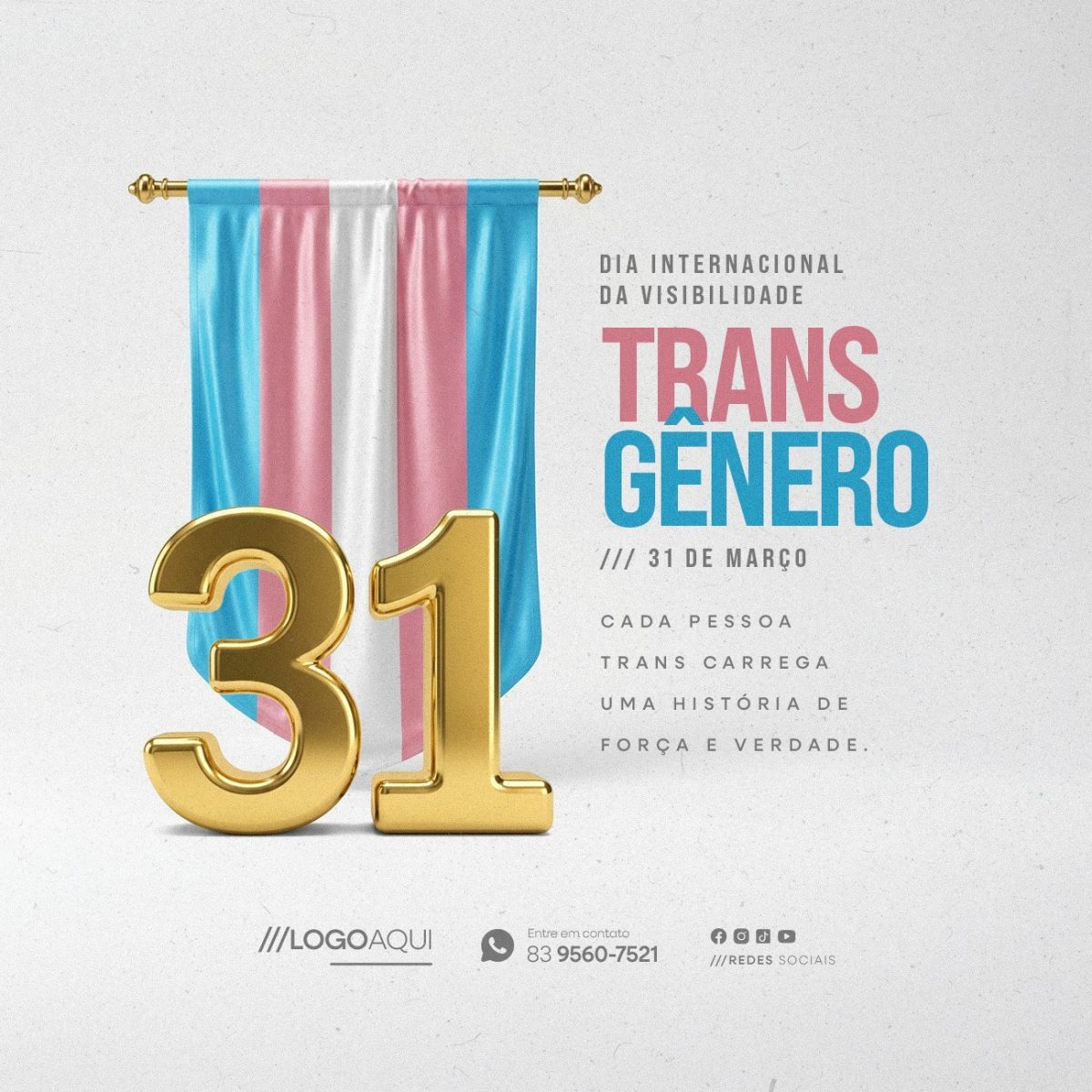 Dia Internacional da Visibilidade Transgênero 31 de Março PSD Editável