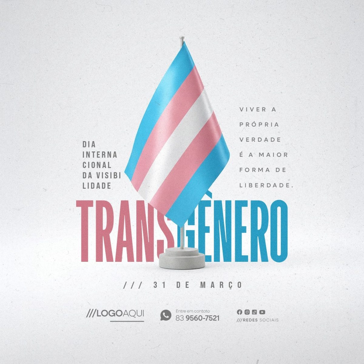 Dia Internacional da Visibilidade Transgênero 31 de Março PSD Editável