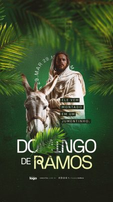 Story Domingo de Ramos 29 de Março Ele Vem Montado em um Jumentinho PSD Editável