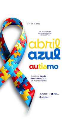 Abril Azul 02 de Abril Conscientização do Autismo PSD Editável