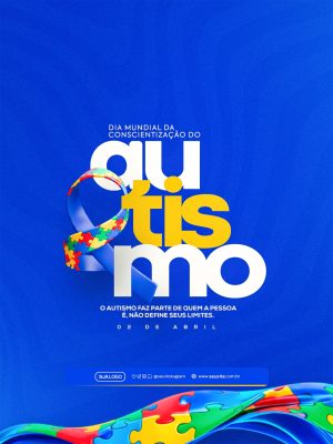 Dia Mundial da Conscientização do Autismo 02 de Abril PSD Editável