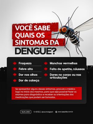 Dengue Sintomas e Prevenção Banner Informativo Saúde PSD Editável