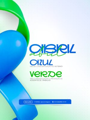 Abril Azul e Verde Conscientização e Prevenção PSD Editável