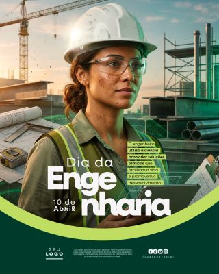 Dia da Engenharia 10 de Abril Post Profissional PSD Editável