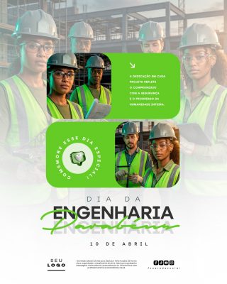 Dia da Engenharia 10 de Abril Parabéns PSD Editável