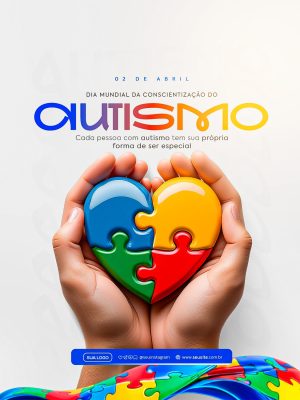 Dia Mundial da Conscientização do Autismo 02 de Abril PSD Editável