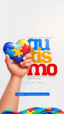 Dia Mundial da Conscientização do Autismo 02 de Abril PSD Editável