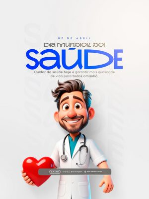 Dia Mundial da Saúde 07 de Abril Coração PSD Editável