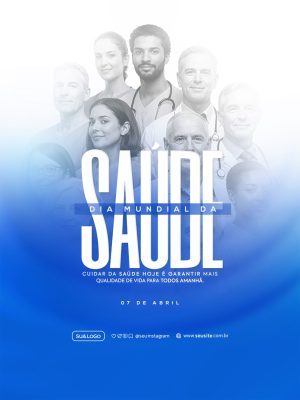 Dia Mundial da Saúde 07 de Abril Cuidar da Saúde PSD Editável