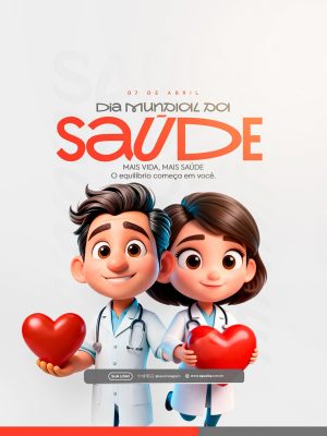 Dia Mundial da Saúde 07 de Abril Coração PSD Editável