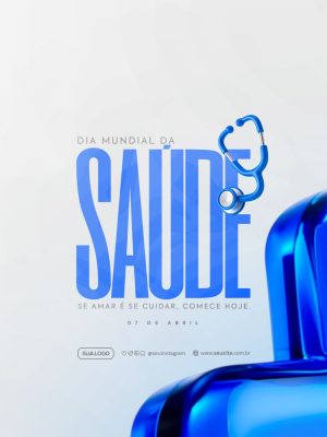 Dia Mundial da Saúde 07 de Abril Coração PSD Editável