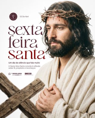 Sexta-feira Santa 03 de Abril Dia de Silêncio e Reflexão PSD Editável