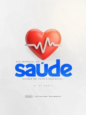 Dia Mundial da Saúde Coração Linha de Vida Arte PSD Editável