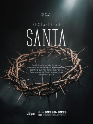 Sexta-Feira Santa Coroa de Espinhos Arte Religiosa PSD Editável